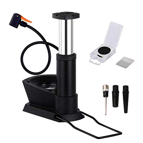 Bike Pump : EKKONG Air Pumps, Floor Pump with Pressure Gauge, Bicycle Air Pump, Manual Air Pumps, Universal Air Pump with 3 Nozzle Attachments and 6 Hose Patches