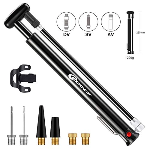Bike Pump : Expower Bike Pump, Bicycle Pump, Bycicles Pumps, 160 PSI Mountain Bikes Aluminum Alloy Cycle Pump - Fits Schrader / Presta / Woods Valve Ball Pump with Needle / Frame