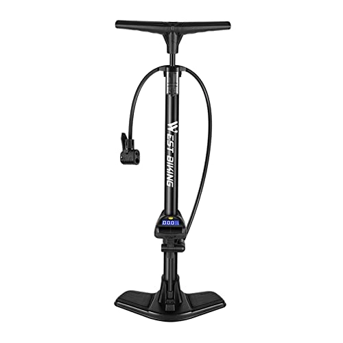 Bike Pump : F Fityle Bike Floor Pump with High Pressure Gauge, 145 psi, Bicycle Dual Valve Inflator Air Filling Fits for Presta and Schrader