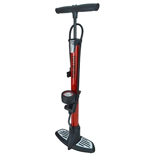 Bike Pump : Faithfull FAIAUHPUMP High Pressure Floor Bike Pump with non slip foot plate includes additional adapators and clips for storage. Max 160psi