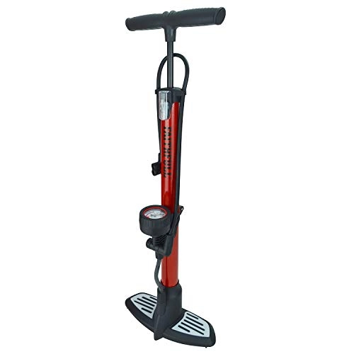 Bike Pump : Faithfull FAIAUHPUMP High Pressure Floor Bike Pump with non slip foot plate includes additional adpators and clips for storage. Max 160psi