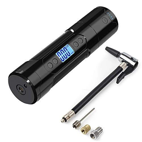Bike Pump : fansmart Portable Air Bicycle Pump Mini Cordless Air Inflator Electric Compact Hand Held Tire Pump with Digital Gauge LED Light and Rechargeable Battery DC 12V 150 PSI for, Bicycle and Others.