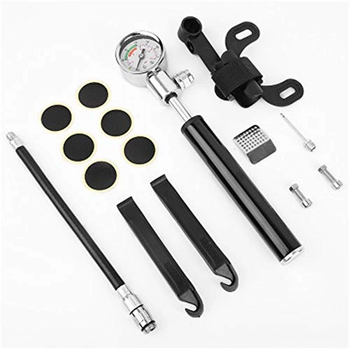 Bike Pump : FJMY2020 Bicycle No Valve Changing Needed Mini Bicycle Pump, Ball Pump With Needle, Glueless Patch Kit, Frame Mount Fits Bike Pump With Pressure Gauge, Works with all bikes