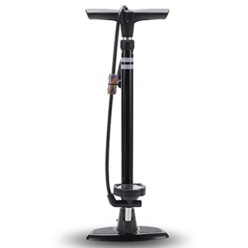 Bike Pump : Floor Pumps Bicycle Floor Pump, Household Air Pump With Pointer Barometer, Ball Needle, Inflation Joint, Suitable For Presta, Schrader Valve, Adjustable Pressure ( Color : Black , Size : 64*3.5cm )