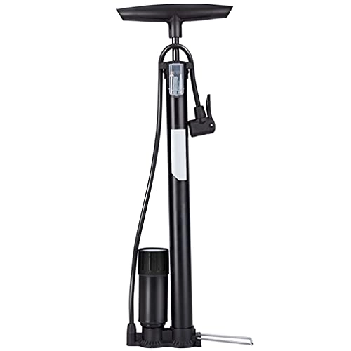 Bike Pump : Floor Pumps Household Multifunctional Floor Pump, Bicycle Pump With Pointer Barometer, Suitable For Presta, Schrader Valve, Can Meet Electric Vehicles, Balls ( Color : Black , Size : 50*3.8cm )