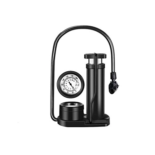 Bike Pump : Foot pump Mini Bike Pump with Gauge Foot Pedal Portable Air Bicycle Pump Compressor Tire Inflator Repair Pressure Gauge Cycling Pipe-black_ With meter Air Pump (Color : Black, Size : With meter)