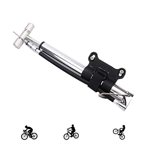Bike Pump : Foot Pumps, Floor Pumps with Frame Mount, Mini Bike Pump, Bike Pumps with Sports Needle, Bicycle Pump Portable Easy To Use for Road, Mountain and BMX Bikes Fits Presta &Schrader Valve, Silver