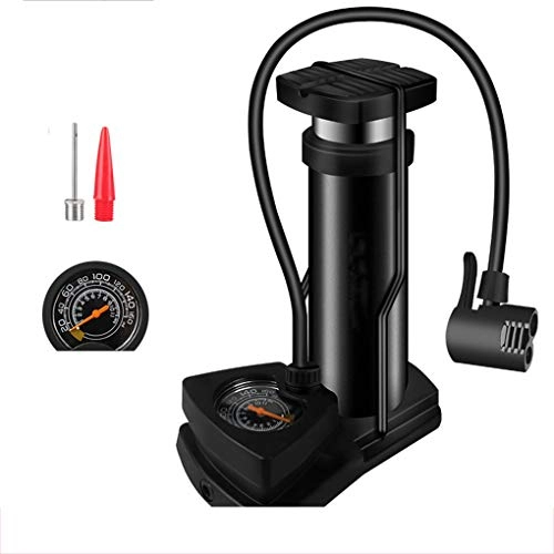 Bike Pump : GAOLEI Mini High Pressure Pump Aluminum Alloy Easy To Carry 120psi With Air Pressure Gauge Durable And Quick Foot Bicycle Pump British / Us / French Three Nozzles Black