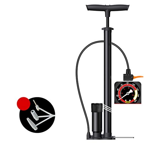 Bike Pump : GAOLEI Portable High Pressure Pump, Integrated Upgraded Barometer 160psi Air Pipe Durable And Fast No Rebound British / Us / French Three Nozzles Black