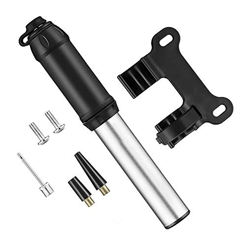 Bike Pump : GENFALIN Bicycle Floor Pump Portable Bicycle Hand Pump Compact And Lightweight With Fixed Bracket Easy Pumping (Color : Silver, Size : 180mm) Bicycle Parts (Color : Silver, Size : 180mm)