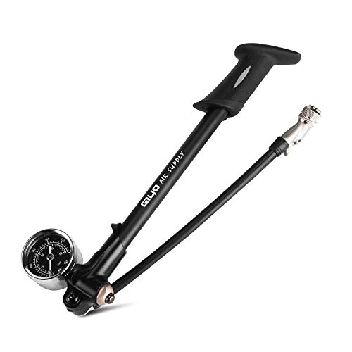 Bike Pump : Giyo High Pressure Shock Pump, (300 PSI Max) for Fork & Rear Suspension, Lever Lock on Nozzle No Air Loss (Black)
