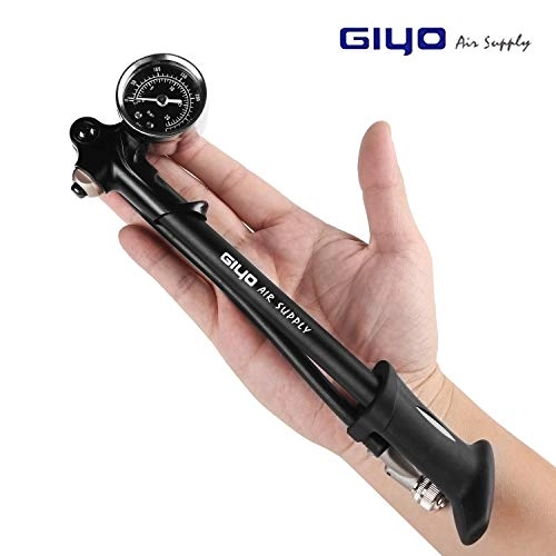 Bike Pump : GIYO High Pressure Shock Pump, (300 PSI Max) Fork & Rear Suspension, Lever Lock on Nozzle No Air Loss