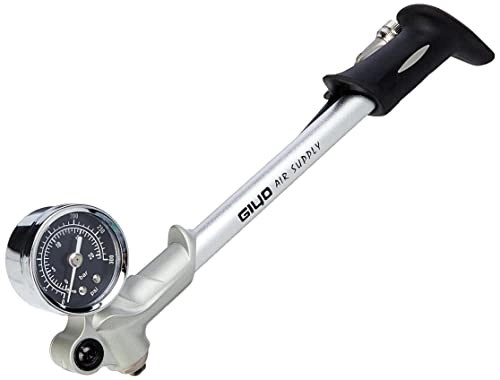Bike Pump : GIYO High Pressure Shock Pump, (300 PSI Max) Fork & Rear Suspension, Lever Lock on Nozzle No Air Loss (Siber)