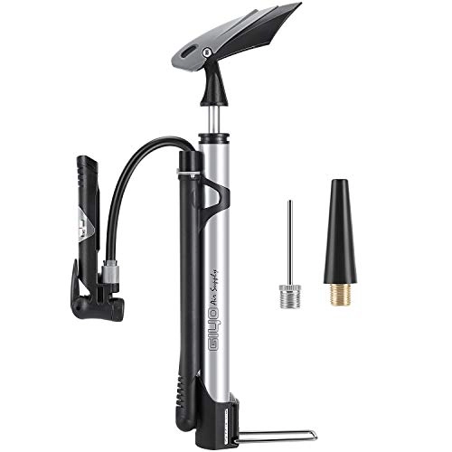 Bike Pump : GIYO Mini Bike Pump Portable with Gauge, 140 PSI, Fits Schrader and Presta, 2 Inflation Needles Included