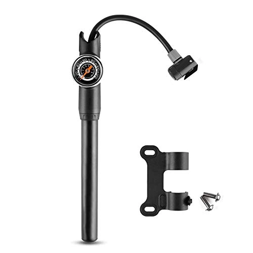 Bike Pump : Goodvk Tire inflator Mini Pressure Gauge Bike Tyre Accurate Inflation Hand Pump For MTB Cycling Valve tube bicycle pump (Color : Black, Size : 26.5cm)