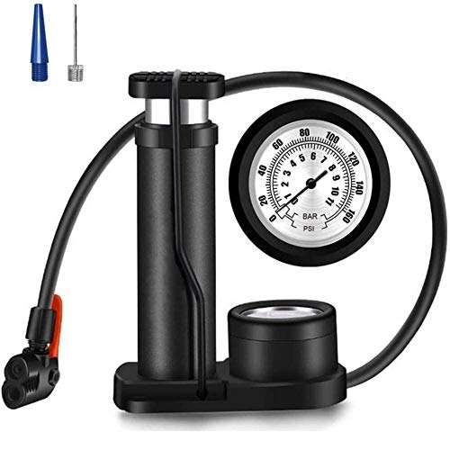 Bike Pump : Growment Bike Floor Pump With Pressure Gauge, Mini Portable Bicycle Air Pump With Gas Ball Needle For All Bike And Presta & Schrader Valve