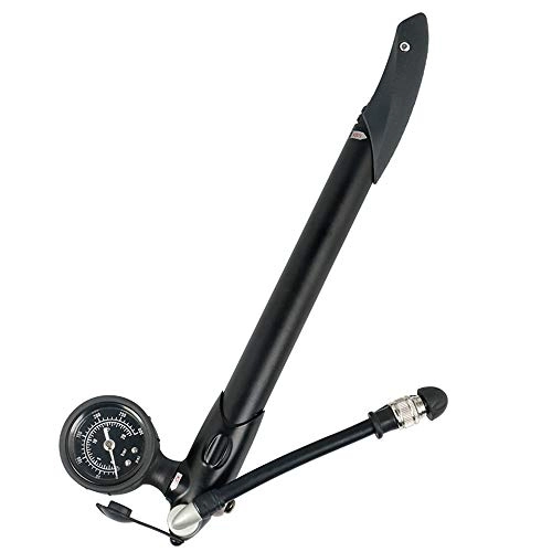 Bike Pump : Gububi Bicycle Pump, Twin-Connector Road Bike Hand Pump Portable Mini Bicycle Air Pump With Detachable Gauge For Presta & Schrader Valves (Color : Black, Size : 31cm)