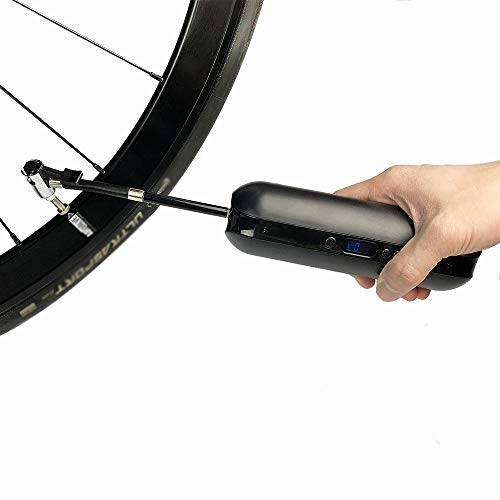 Bike Pump : Gububi Bicycle Pump, USB Charging Bicycle Electic High Pressure Floor Pump With Lcd Pressure Dispay For Road MTB Bike And Car (Color : Black, Size : 5 * 5 * 18cm)