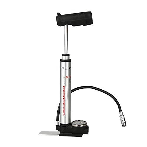 Bike Pump : HAOSHUAI Bike Pump Small Bike Floor Pump With Barometer Outdoor Riding Equipment Is Convenient To Carry Bicycle Tire Pump (Color : Silver, Size : 285mm) (Color : Silver, Size : 285mm)