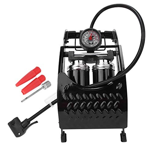 Bike Pump : Heitune Double Cylinder Bike Pump Portable High Pressure Foot Pedal Air Pump Inflator for Mountain Bike Electric Scooter Motorcycle (Double cylinder foot pedal)