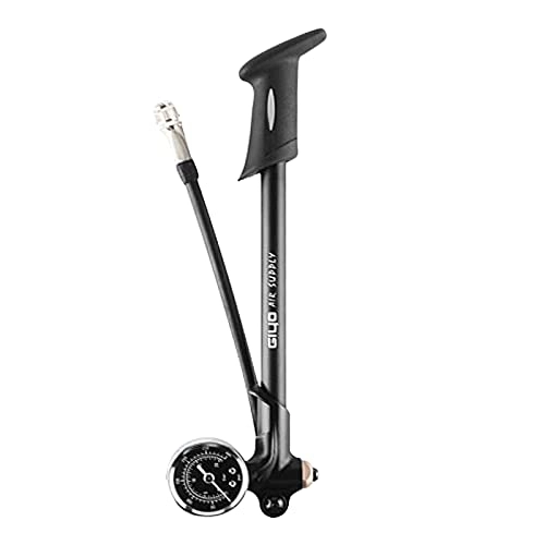Bike Pump : Hellery High Pressure Shock Pump, [300PSI][Fit Schrader] Front Fork Shock Pump with Gauge & Air Release Button, Portable Mini Pump for Mountain Bike - Black