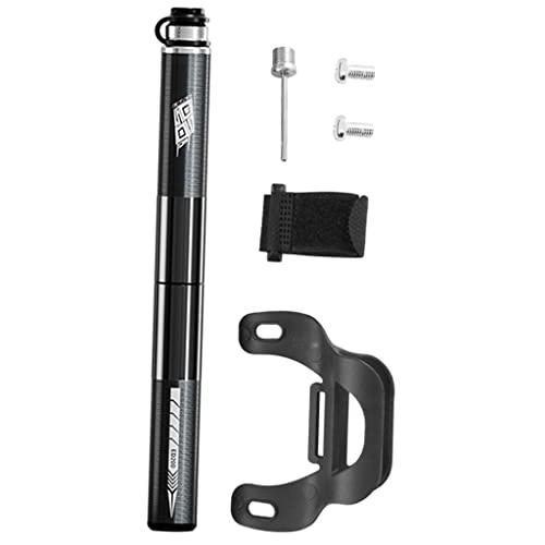 Bike Pump : Hellery Portable Mini Bike Pump Fast Inflat Road Bicycle Tire Pump Inflator High Pressure 160PSI for Inflating Football Soccer MTB BMX Cycling - Black with Gauge