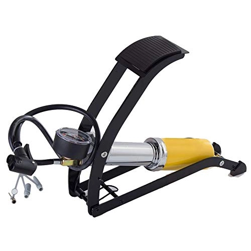Bike Pump : Heqianqian Bicycle pump High Pressure Bike Stand Floor Pump Scharder& Presta Valves 150 PSI Floor Drive With Gauge Suitable for all kinds of bicycles (Color : Yellow, Size : 31cm)