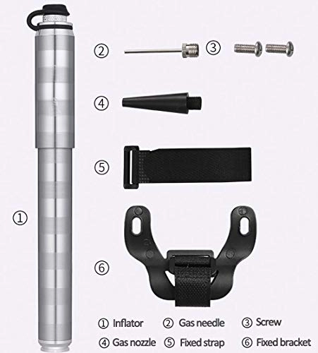Bike Pump : HHHKKK Bike Pump, Mini Bike Pump, Portable Bicycle Pump, Max 160 SPI, Ball Needles Adapter Included, ONLY 21.5cm / 143g, Compact Light Performance for Road, Mountain Bikes