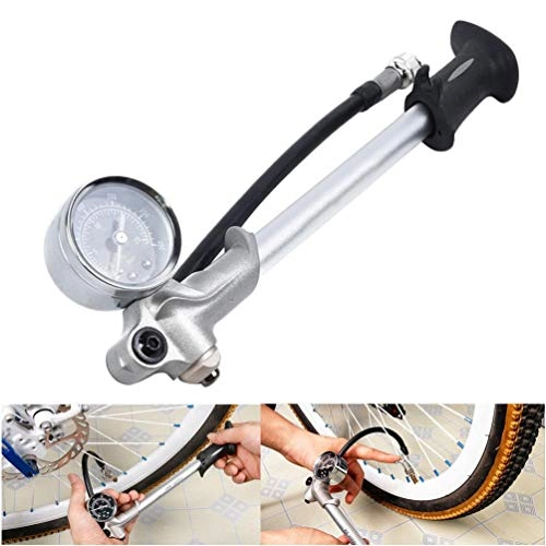 Bike Pump : High Pressure Shock Pump, (300 PSI Max) Fork & Rear Suspension, Lever Lock on Nozzle No Air Loss
