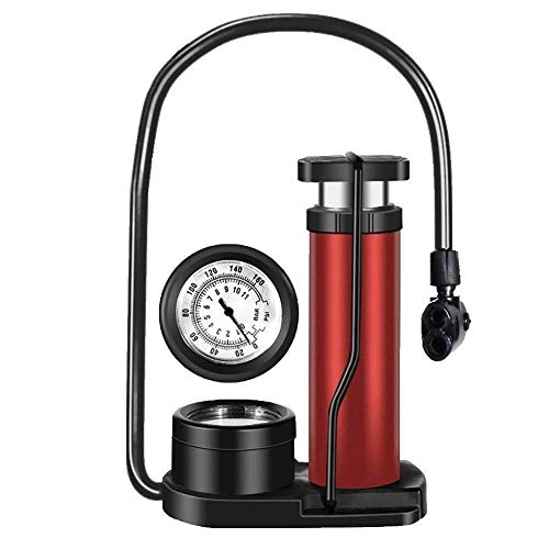 Bike Pump : Home gyms Bicycle Pump with Pressure Gauge-Bike Foot Pump with Inflation Needle, Universal Valve for Bicycle Car Motorbike Ball etc (Color : Red)