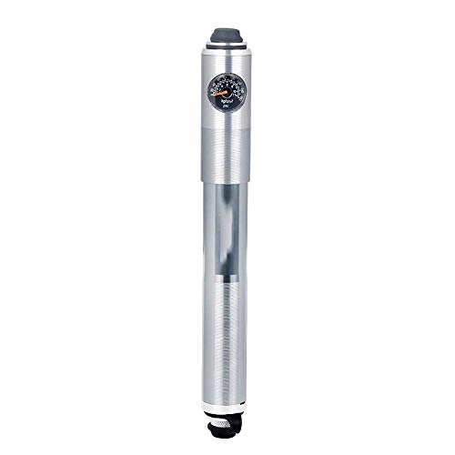 Bike Pump : Huangjiahao Bicycle Pump Mini Bike Pump with Gauge Bicycle Pump Ultra Lightweight Fits Presta & Schrader Valve for Road, Mountain and BMX Bikes (Color : Silver, Size : 23cm)