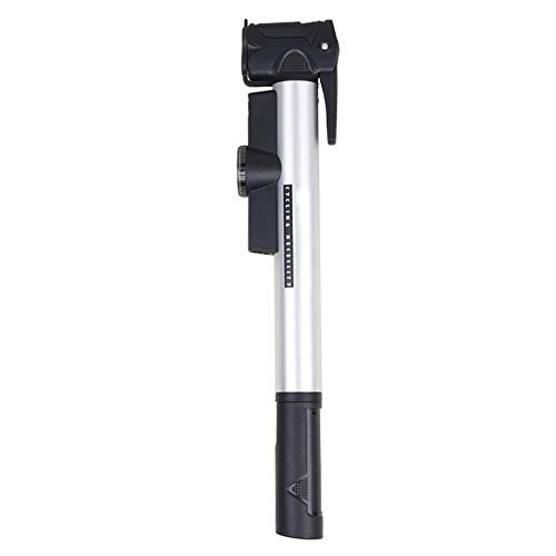 Bike Pump : Jklt Bike Pump Mini Mountain Bike Bicycle Pump with Pressure Gauge 80Psi Portable Manual Mini Cycle Manual air Pump Micro Bike Pump Easy to Operate and Carry (Color : Silver, Size : 27.8cm)