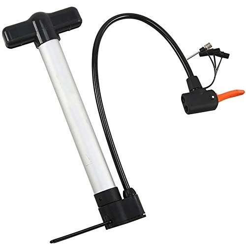 Bike Pump : JOMSK Bicycle Hand Floor Pump Aluminum Alloy High Pressure Pump Electric Bicycle Basketball Pump Bicycle Accessories (Color : Silver, Size : 32x3cm)