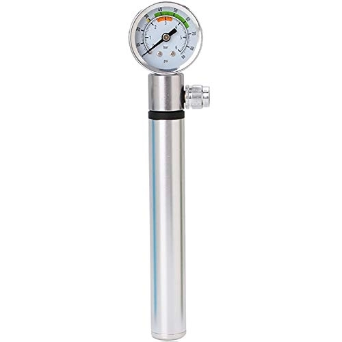 Bike Pump : JOMSK Bicycle Hand Floor Pump High Pressure Pump Aluminum Alloy Pump Portable Household Bicycle and Motorcycle (Color : Silver, Size : 19.5x2.1cm)