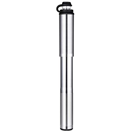 Bike Pump : JOMSK Bicycle Hand Floor Pump Mini Aluminum Alloy Bicycle Pump Basketball Football Inflator Hand Push Portable Toy (Color : Silver, Size : 21.3x2.5cm)