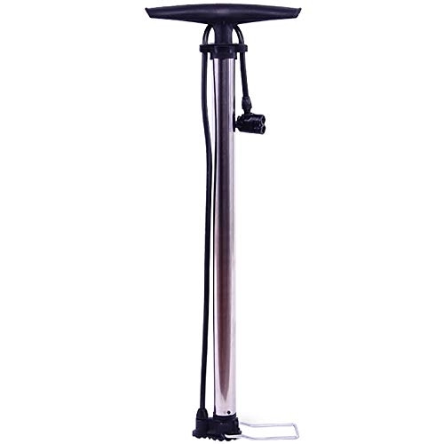 Bike Pump : JOMSK Bicycle Hand Floor Pump Stainless Steel Type Air Pump Motorcycle Electric Bicycle Basketball Universal Air Pump (Color : Black, Size : 64x22cm)