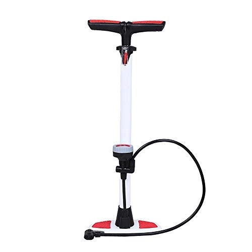 Bike Pump : JTRHD Bicycle Air Pump Upright Bicycle Pump with Barometer Convenient to Carry Riding Equipment Easy Pumping (Color : White, Size : 640mm)