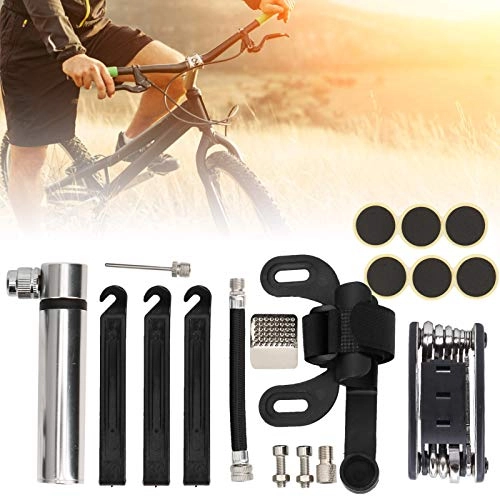 Bike Pump : Kadimendium Inflator Repair Patch Kit Portable Bicycle Pump durable for Home Entertainment(Silver)