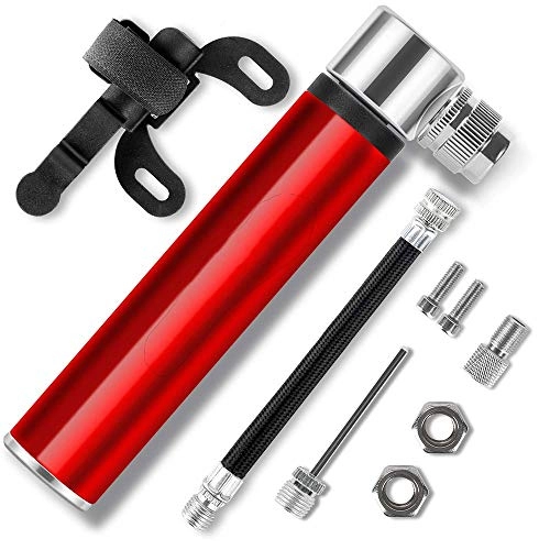 Bike Pump : KDKDA Mini Bike Pump Nozzle fits All Valve Types Compact Lightweight Attaches Easily to Bike Frame Pumps All Bicycle tire Tubes (Color : Red)