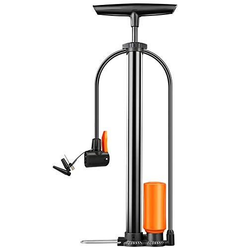 Bike Pump : KDOAE Portable Air Bike Pumps High Pressure Bicycle Pump Portable Ball Inflator Dual-purpose Household Inflator Small and Light for Mountain Road Bike (Color : Black 1, Size : 60x21cm)