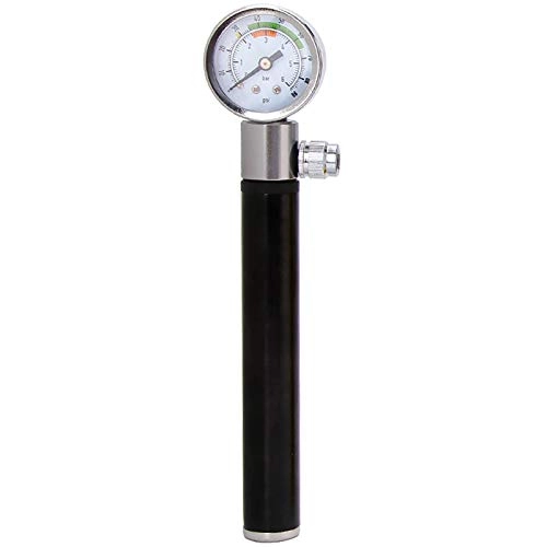 Bike Pump : KDOAE Portable Air Bike Pumps Portable Household Bicycle and Motorcycle High Pressure Pump Aluminum Alloy Pump with Pressure Gauge for Mountain Road Bike (Color : Black, Size : 19.5x2.1cm)