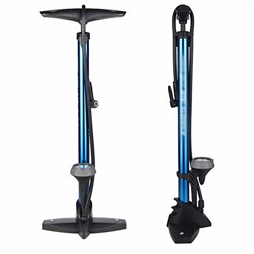 Bike Pump : KIKIRon-Cycling Bicycle Pump 160 PSI Standing Tyre Pump With Manometer Gauge Inflator For Bicycle Tyres / Inflatable Mattress / Football (Color : Blue, Size : 62cm)