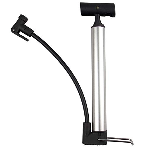 Bike Pump : Lesrly-Cycle Mini Bike Pump Road, Bike Tire Pump, Bicycle Air Pump, Sports Ball Pumps, Compatible with Presta Schrader Valve, Suitable for Inflatable Goods, Silver