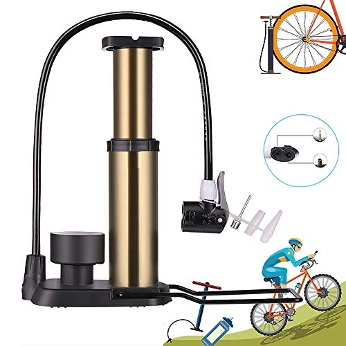 Bike Pump : LICHUXIN Fast Inflation Bicycle Air Pump, Bike Pumps, Foot Pump with Precise Air Pressure Gauge 2 Air Nozzle, Suitable for All Bicycles, Electric Cars, Balls, Gold