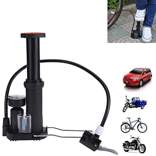 Bike Pump : LIERSI Cycling Floor Pump, Portable Alloy Bike Foot Pump Car Motorbike Tyre Inflator Universal Presta & Schrader Valve(Black)