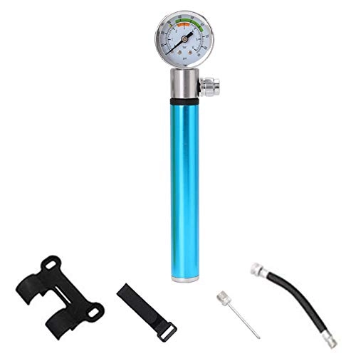 Bike Pump : LieYuSport Bike Pumps with Pressure Gauge, Bicycle Pump With 100 PSI, Mini Portable Compact Bike Pump, Football Pump Needles Fits Presta &Schrader Valve, Bicycle Tyre Pump for Road, Mountain and MTB, Blue