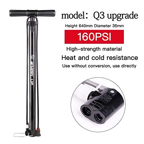 Bike Pump : LIZHIOO Wheel Up Mini Bicycle High Pressure PumpPortable 120PSI Bicycle Hand Pump Steel Bicycle Accessories Cylinder Basketball Pump (Color : Q3 Upgraded)