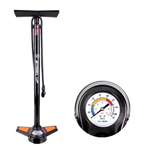 Bike Pump : LJ Sport Bike Bicycle Track Pump Floor Pump High Pressure Pump Accurate Barometer Pump (Black+Yellow)