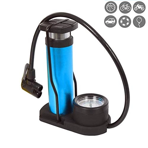 Bike Pump : LLEH Bike Pump - mini portable Foldable bike pump with pressure gauge, bike pump floor, foot, needle(Blue)