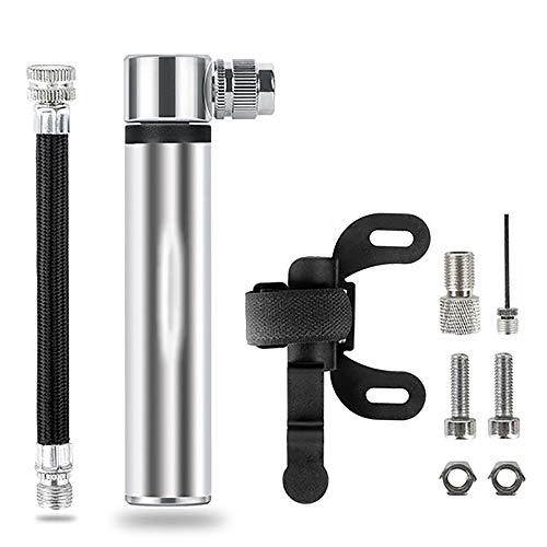 Bike Pump : Lllunimon High Pressure Pump Mini Portable Small Pump Basketball Inflatable Tube with Hose for Bicycle Motorcycle Tire Ball, Silver